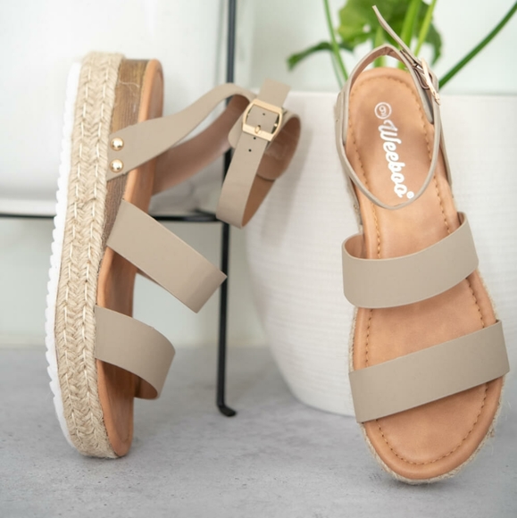 On the Doorstep Espadrille Platform Sandals in Taupe - Picture 5 of 5